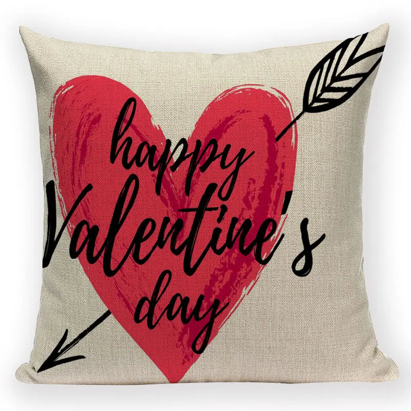 Romantic Black Love Decor Pillows Cover Valentines Day Cover for Pillow One Arrow Through Heart Party Decoration Cushion Case