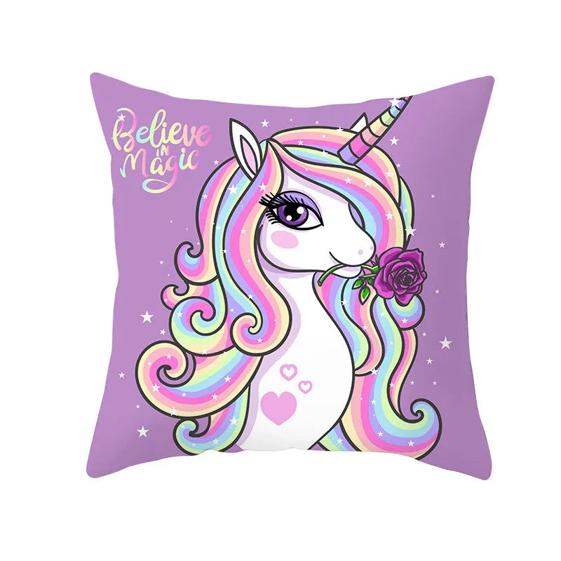 40/45/50/60cm Cartoon Purple Unicorn Series Cushion Cover for Sofa Girls Kids Bedroom Pillowcase Home Decorative Pillow Cover