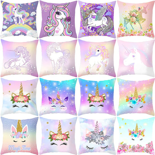 40/45/50/60cm Cartoon Purple Unicorn Series Cushion Cover for Sofa Girls Kids Bedroom Pillowcase Home Decorative Pillow Cover