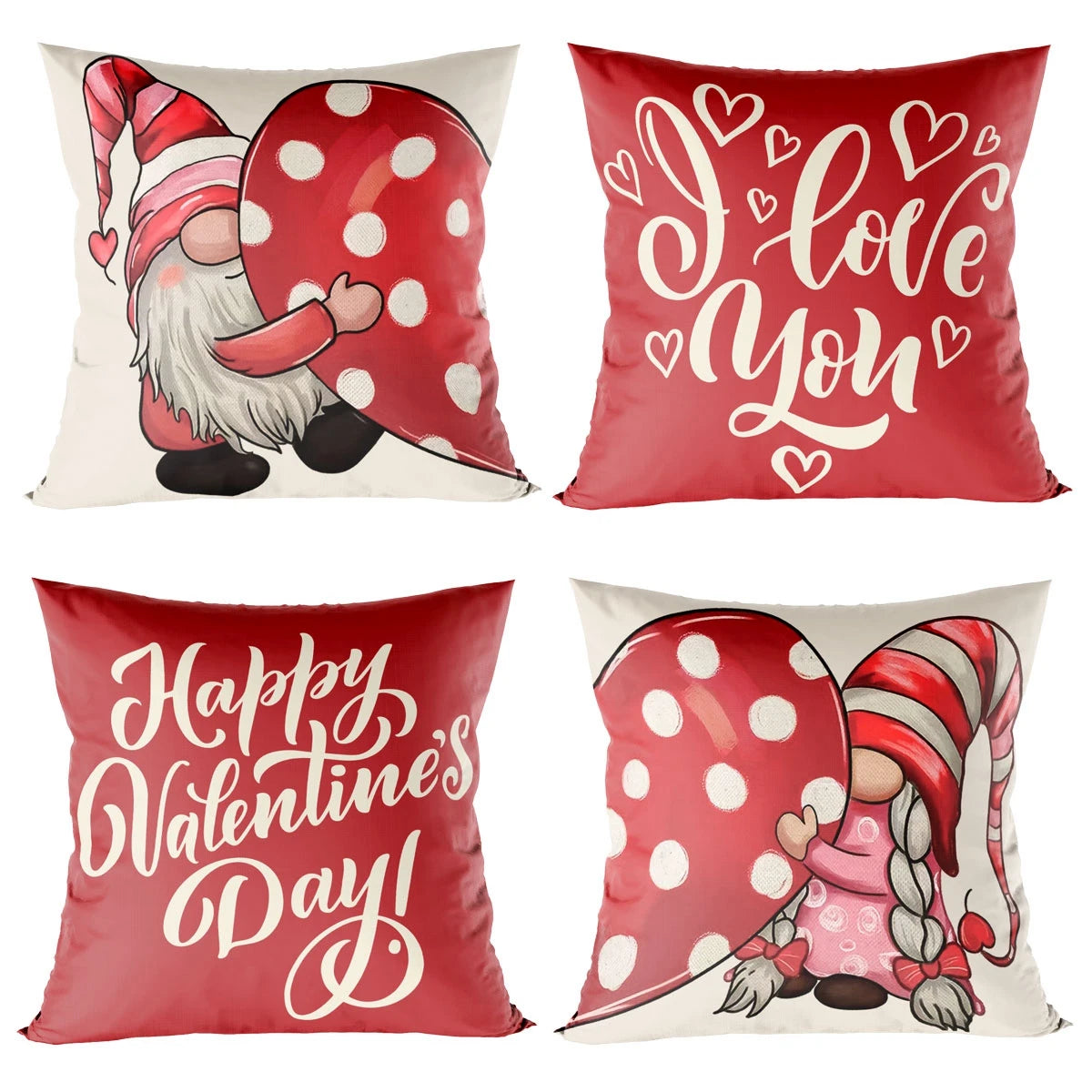 Valentine Cushion Cover for Valentine's Day 45x45cm Throw Pillow Case Pink Red Heart Bear Gift for Girlfriend Wedding Decor 2024