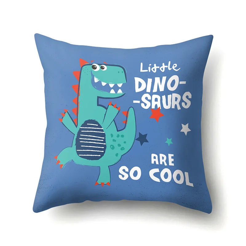 Cartoon Dinosaur Letter Printing Pillowcase Single Print Sofa Cushion Case Cute Dinosaur Decor Cushion Cover For Child's Bedroom