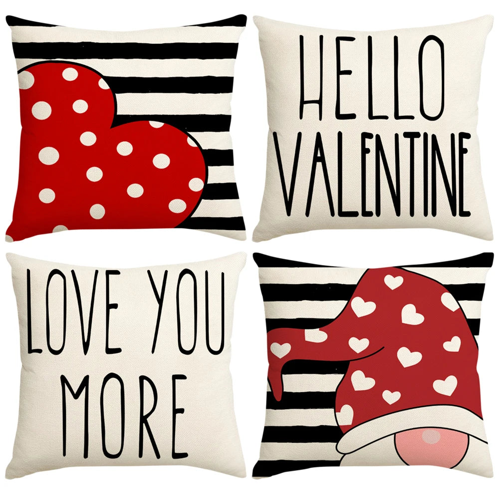 Valentine's Day Confession Series Polyester/Linen Cushion Cover Home Wedding Anniversary Decoration Sofa Bed Lumbar Pillowcase