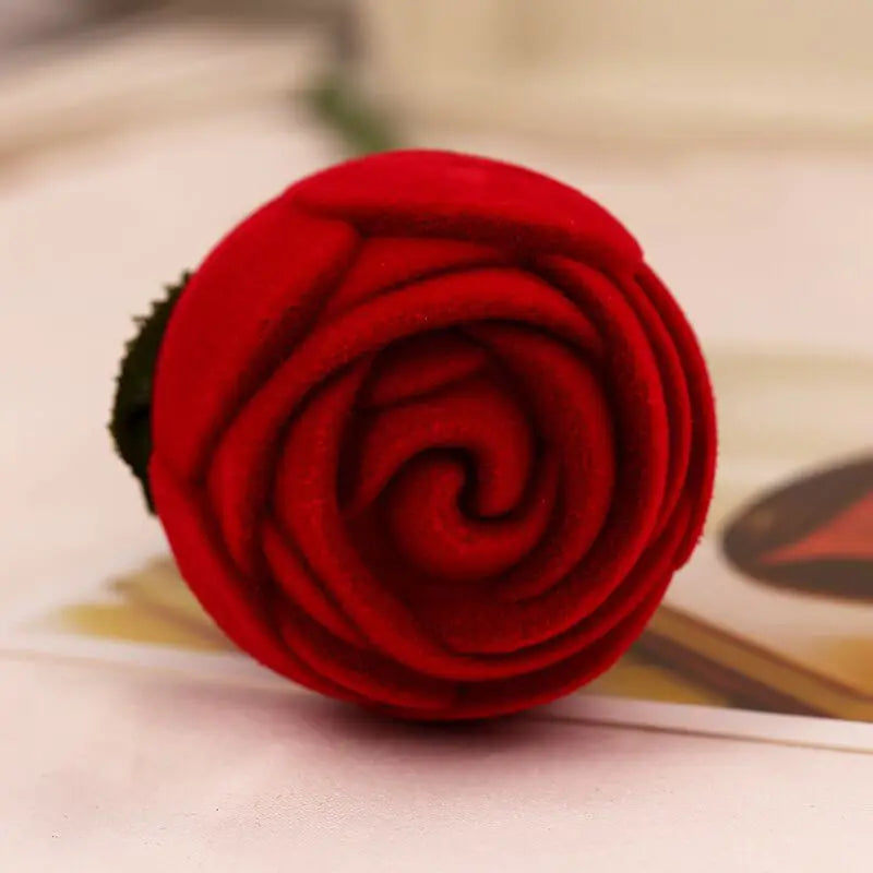 1pcs Red Velvet Rose Engagement Wedding Box Storage Case Fit for Earrings Stud Earrings Ring Pendant Jewelry Without Stem