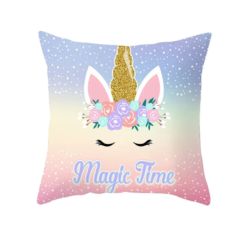 40/45/50/60cm Cartoon Purple Unicorn Series Cushion Cover for Sofa Girls Kids Bedroom Pillowcase Home Decorative Pillow Cover