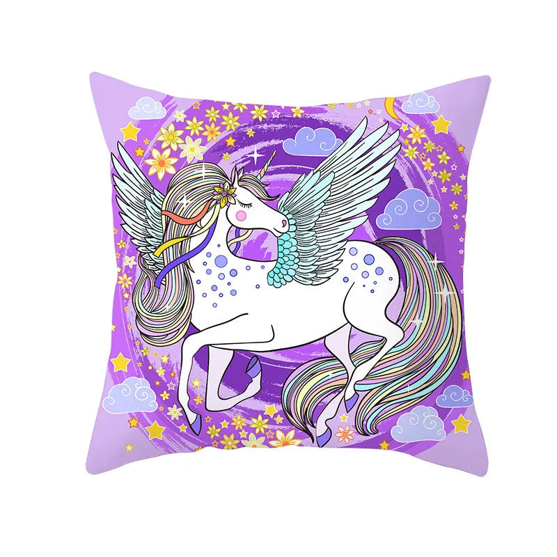 40/45/50/60cm Cartoon Purple Unicorn Series Cushion Cover for Sofa Girls Kids Bedroom Pillowcase Home Decorative Pillow Cover